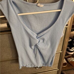 Cotton On Sky Blue Ribbed Crop Top